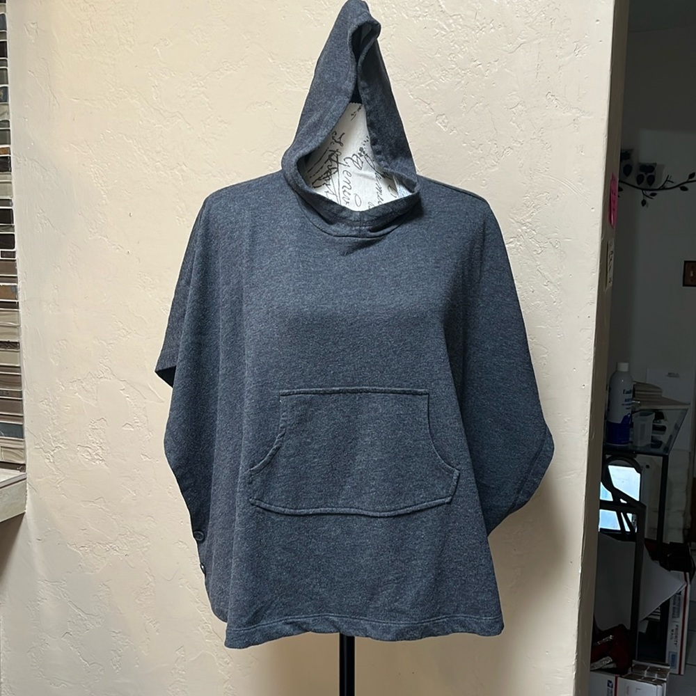 Old Navy Women’s Poncho Dark Gray with Hoodie 
Size M-L